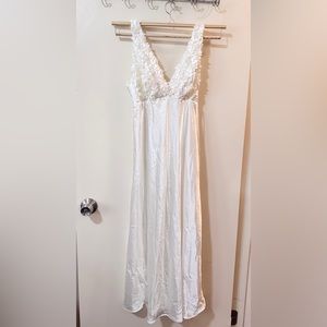White Flora silk dress
